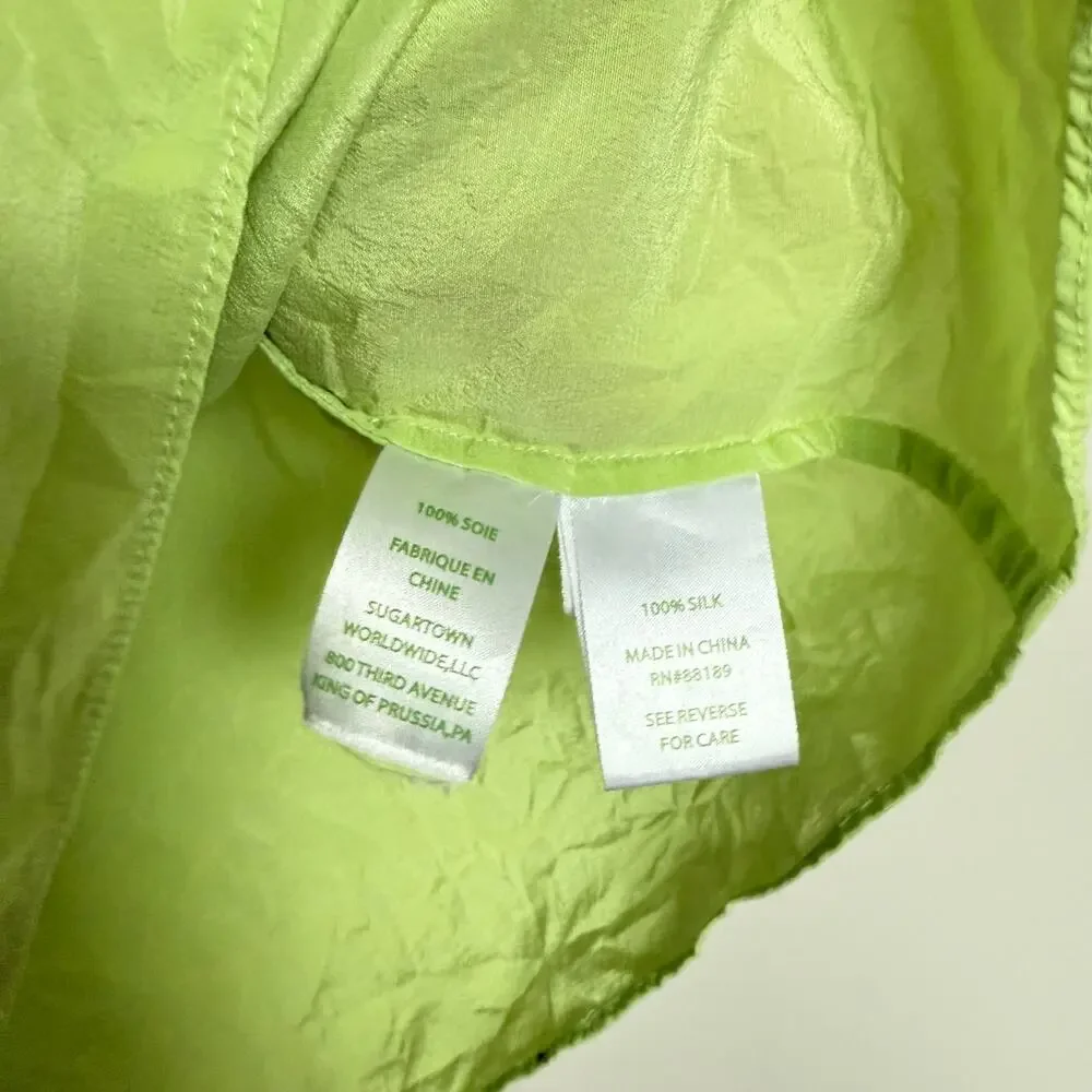 Lilly Pulitzer Women Silk Ginny Top Small Lime Green Coastal Y2K Summer Vacation - Picture 5 of 6